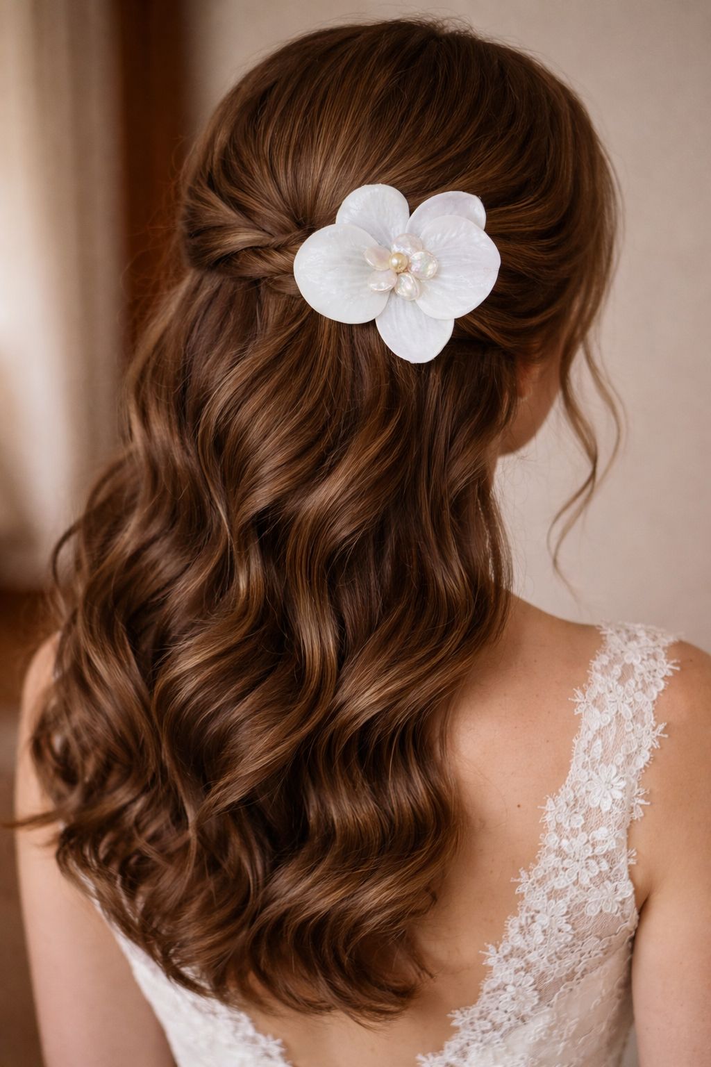 Tocado de novia Orquídea y perlas
